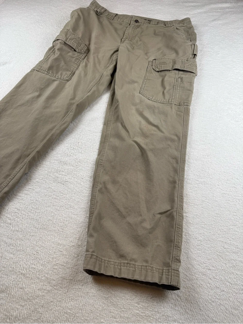 Duluth Trading Co Beige Flex Fire Hose Cargo Utility Pants Size 34x34 Trim Fit